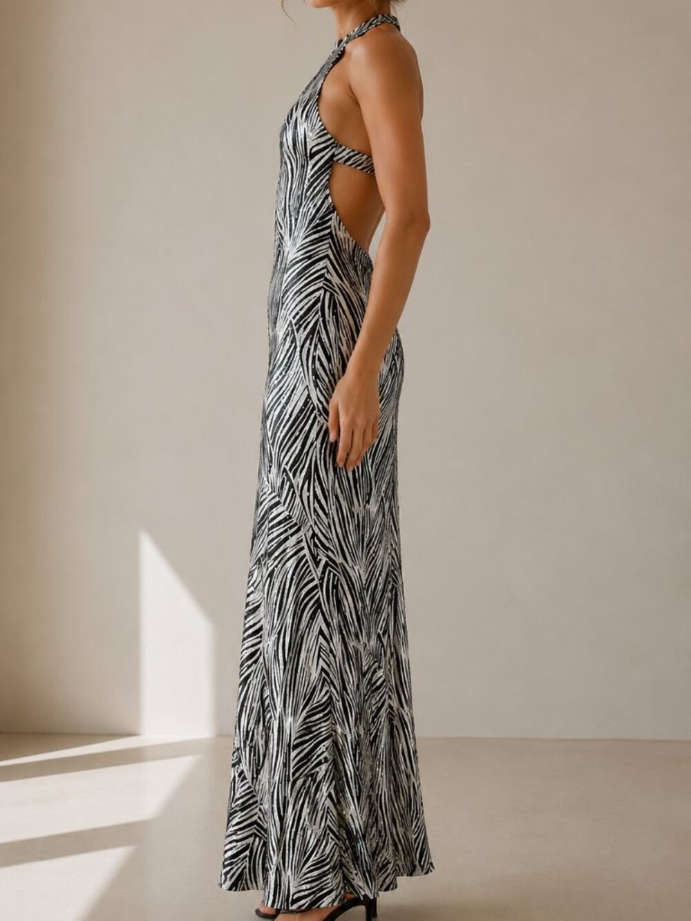 Vintage Jessica McClintock Millennium 2000 Halter Maxi Dress Size 6 - Picture 3 of 8